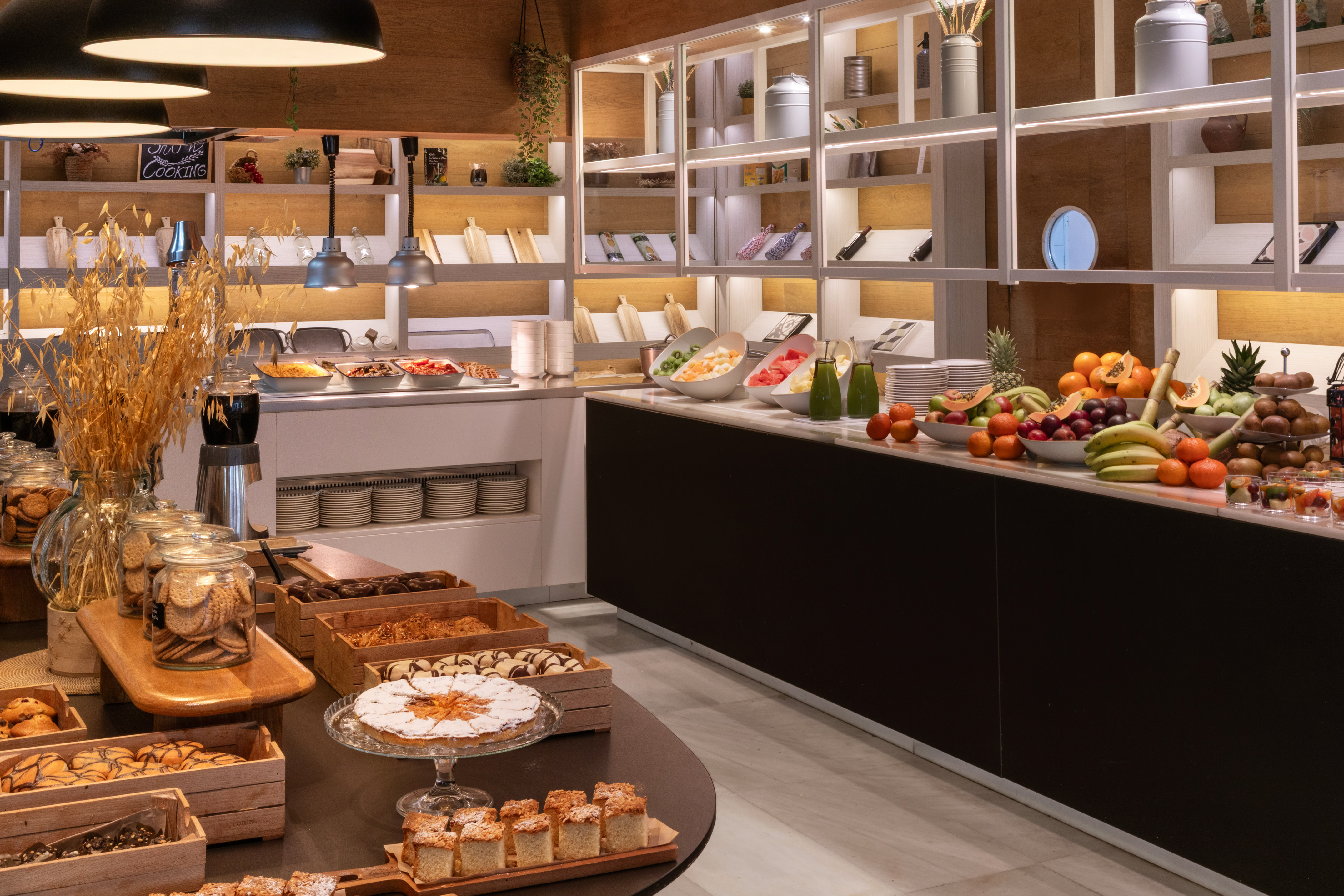 a food buffet in a restaurant