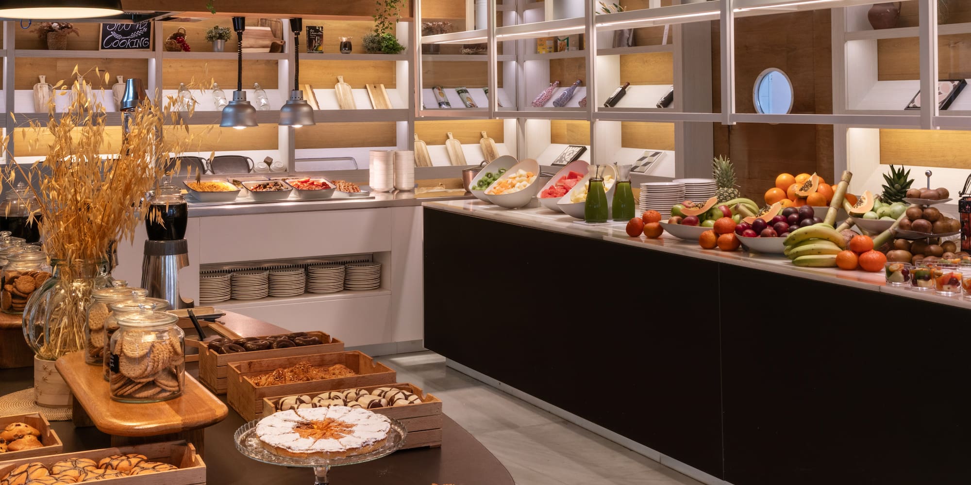 a food buffet in a restaurant