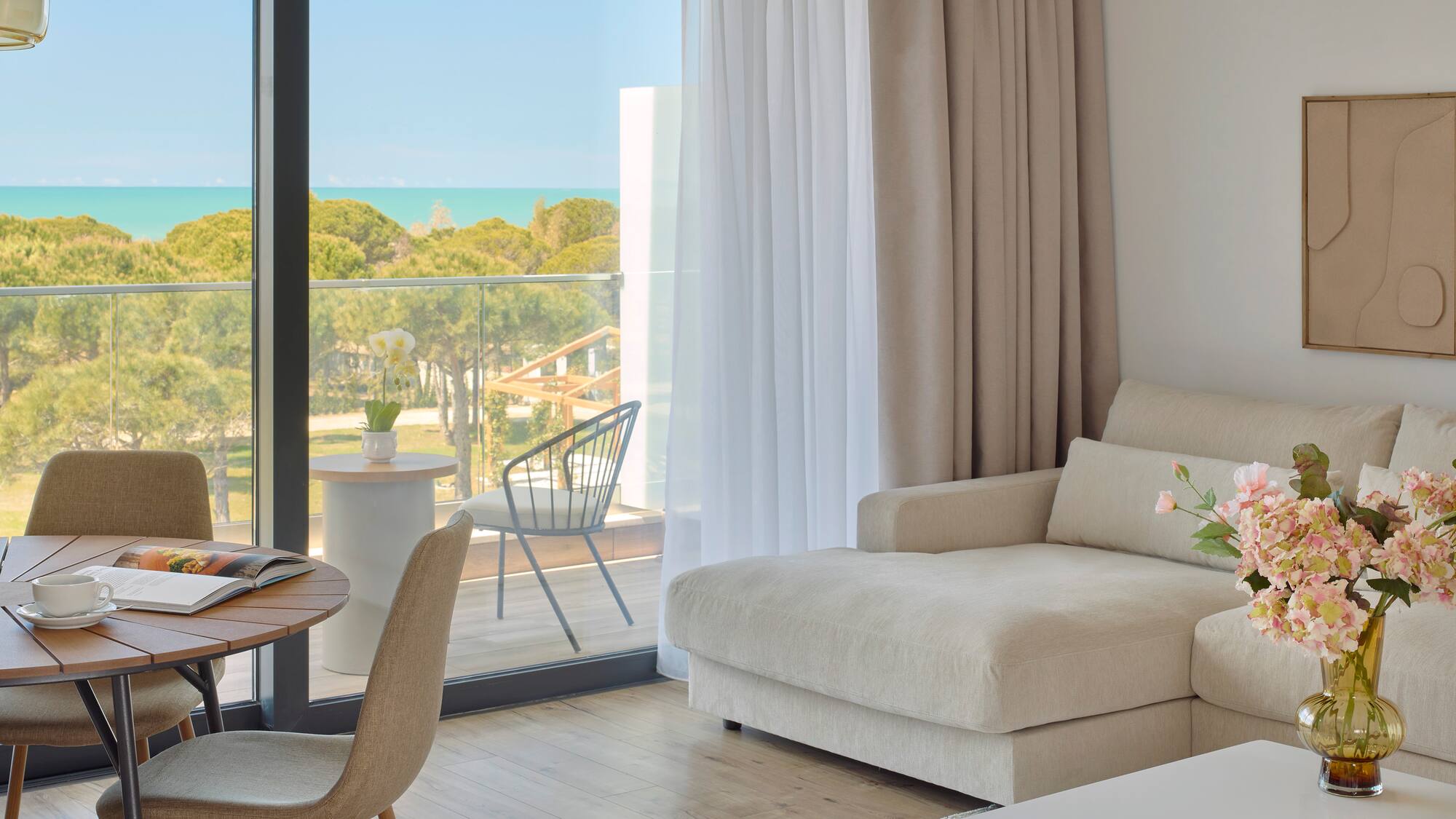 a living room with a couch and a table