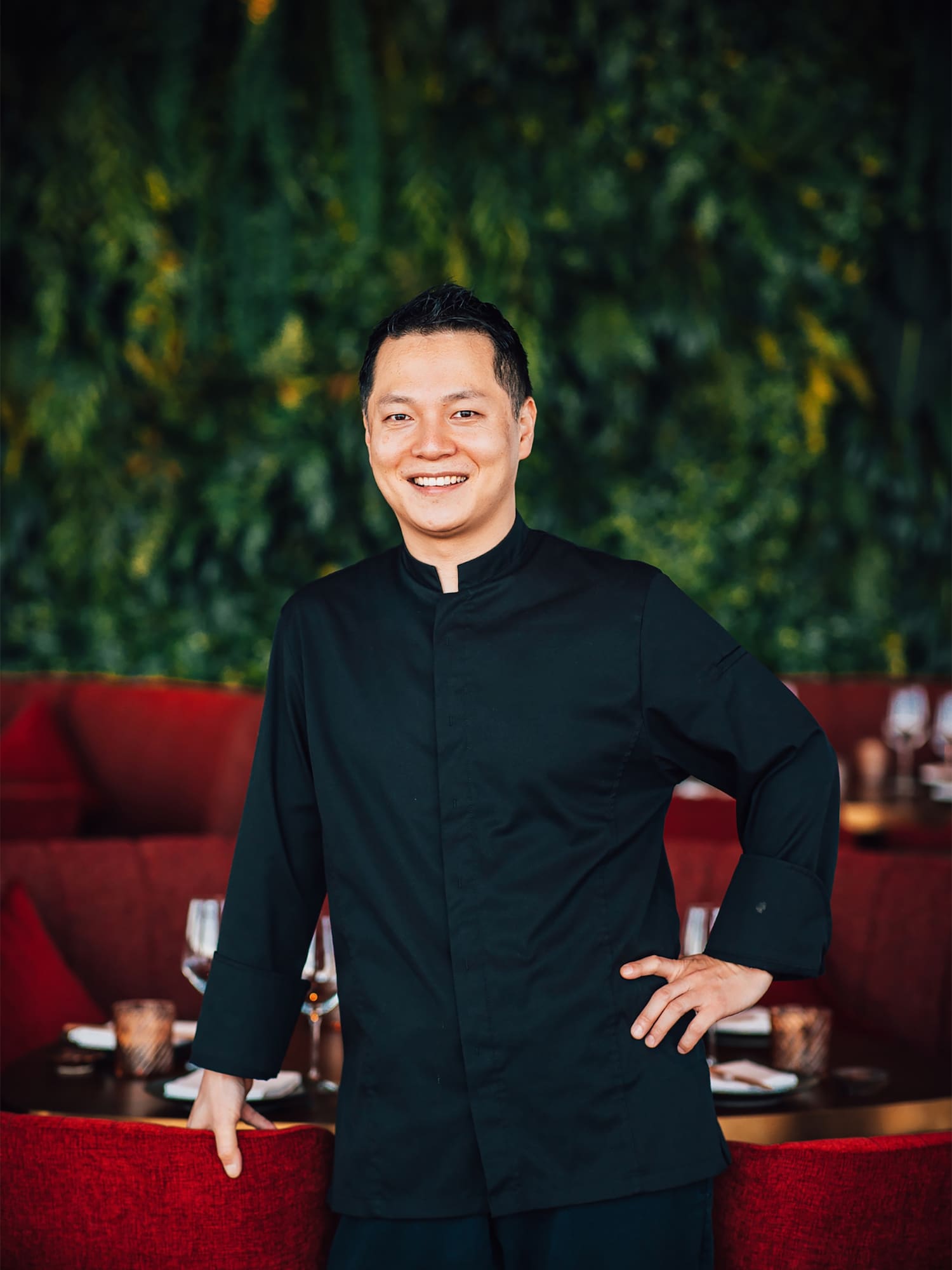 a man in a black shirt