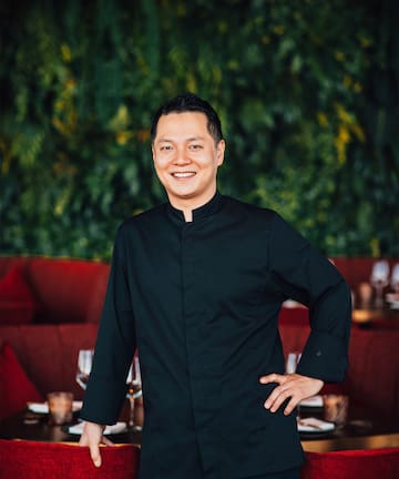 a man in a black shirt