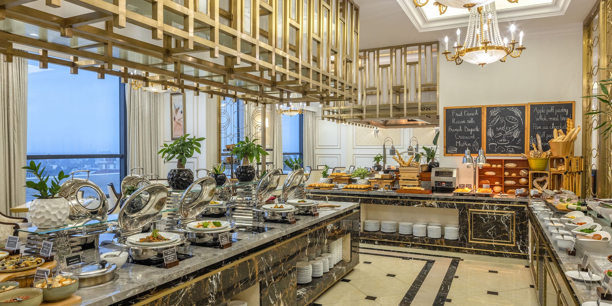 a buffet in a hotel
