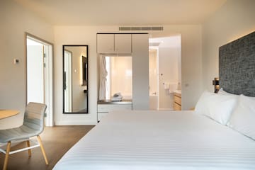 a bed in a room