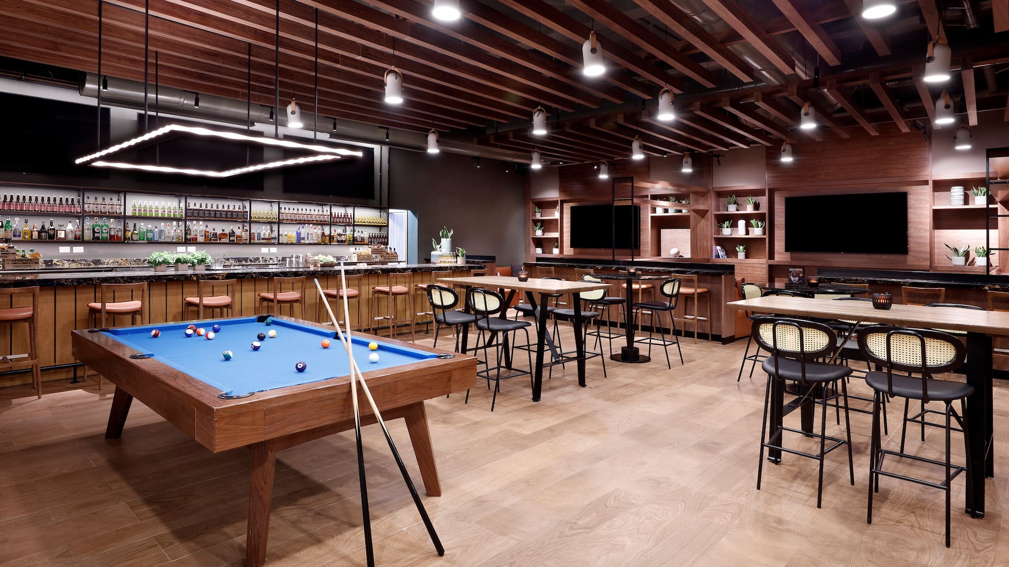 a pool table in a room