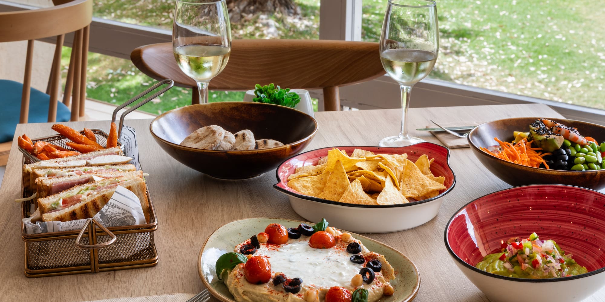 a table with food on it