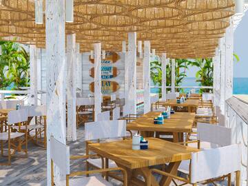 a restaurant with tables and chairs