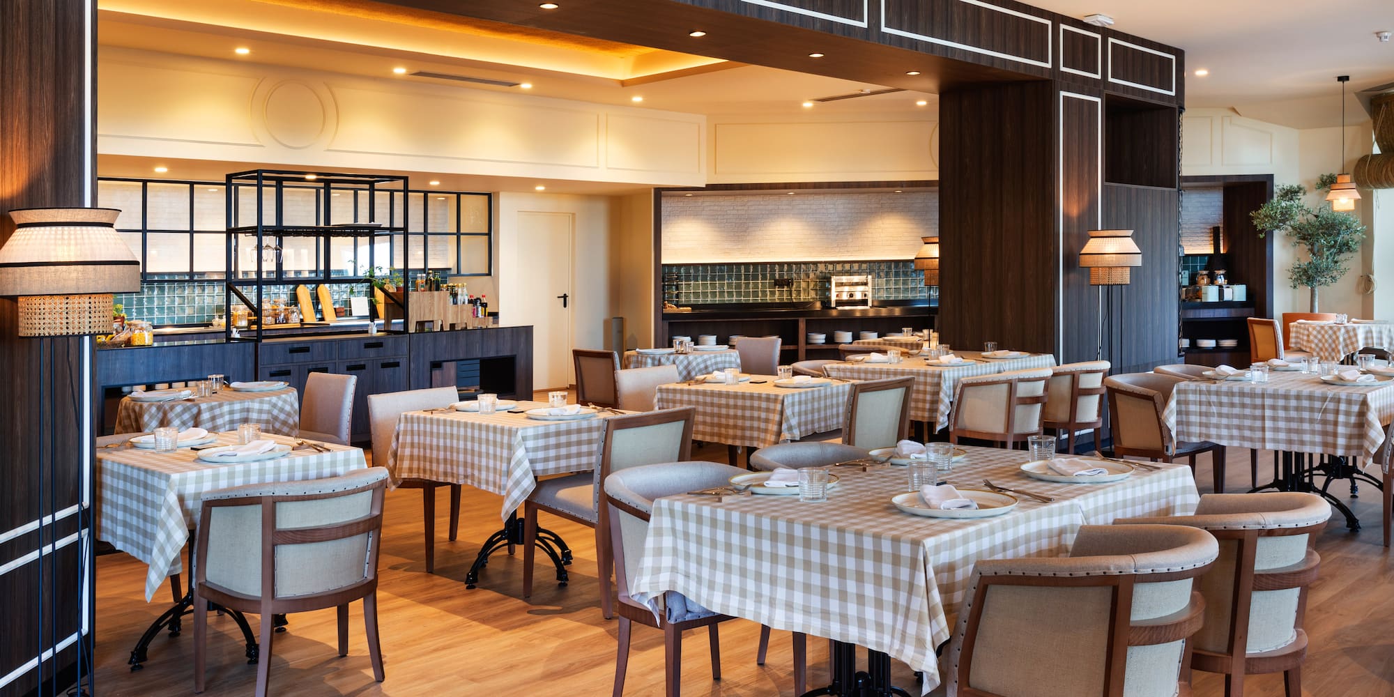 a restaurant with tables and chairs