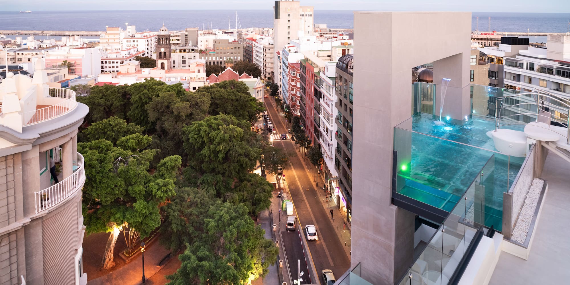 a city street with trees and buildings