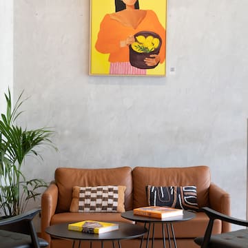 a painting of a woman in a room