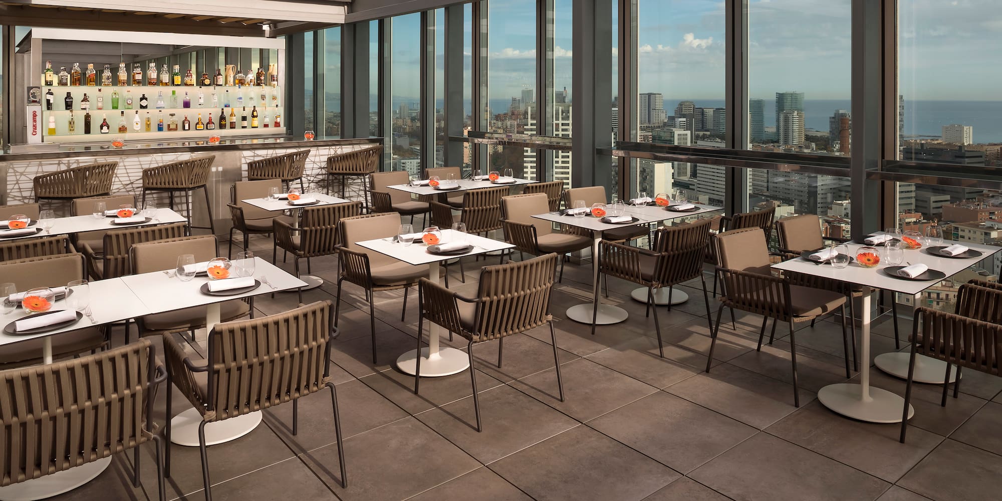 a restaurant with tables and chairs