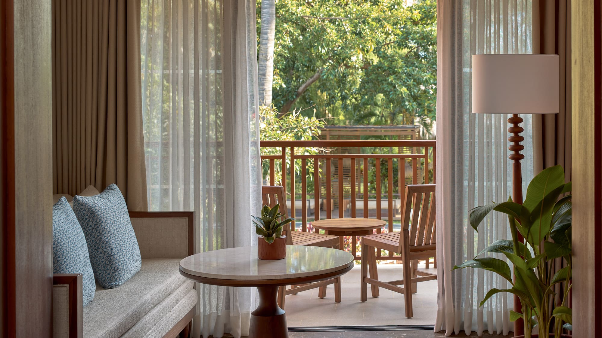 a room with a table and chairs