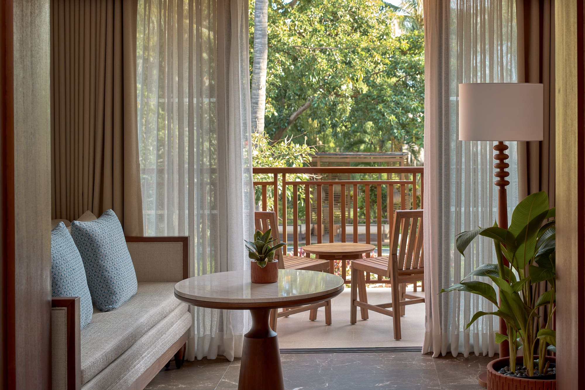 a room with a table and chairs