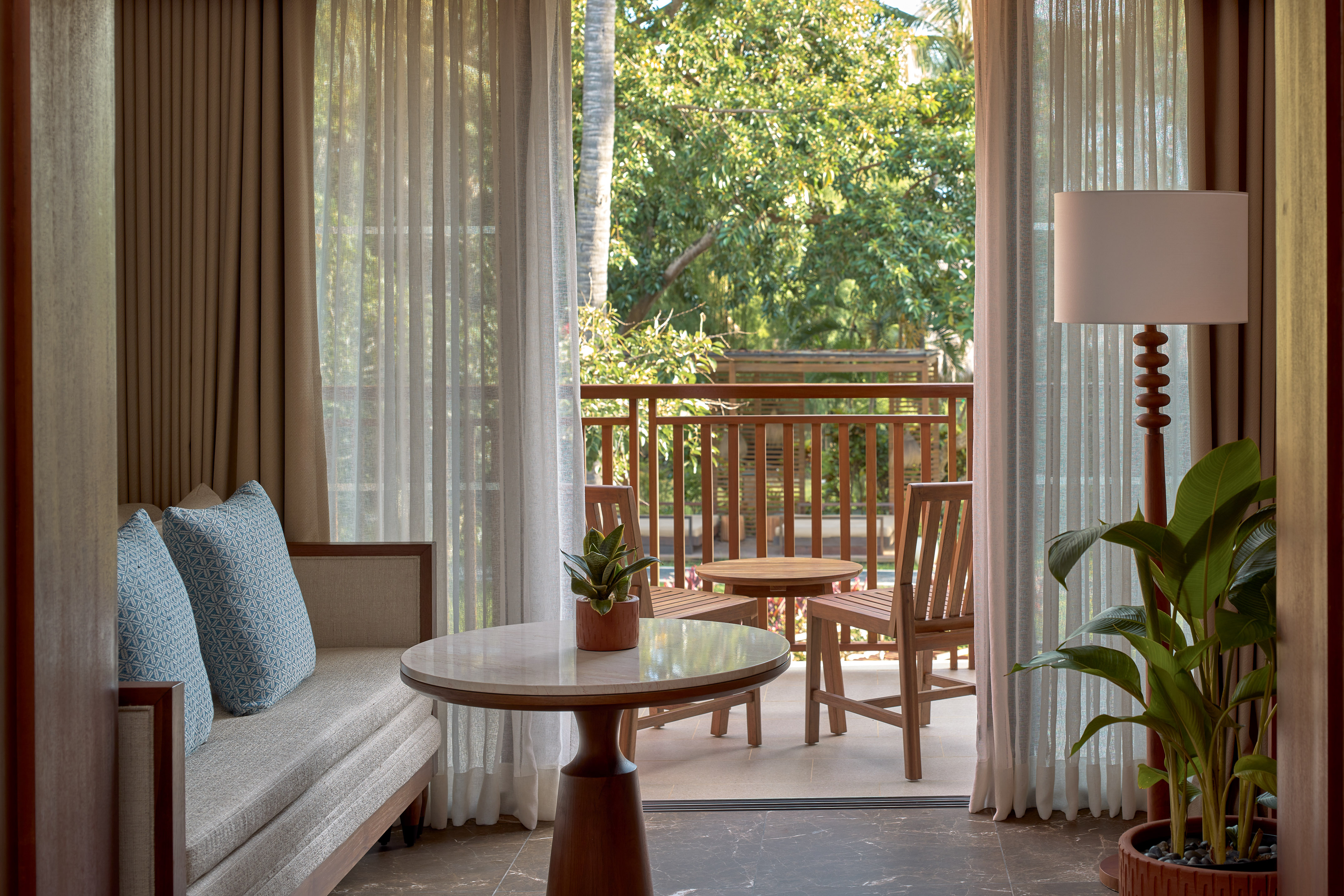 a room with a table and chairs