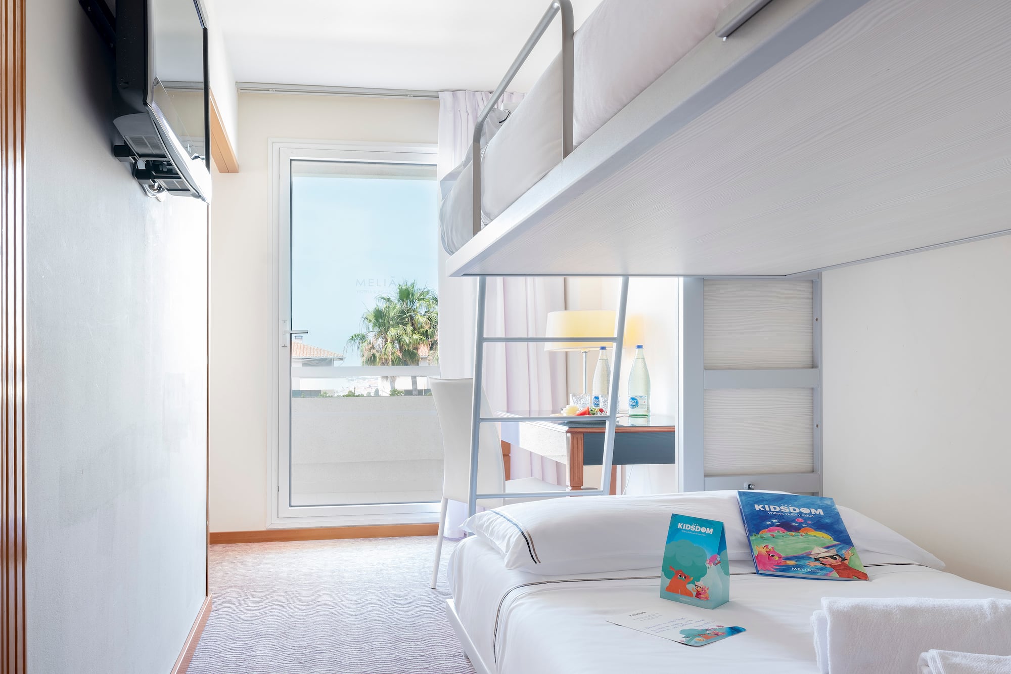 a bunk bed in a hotel room