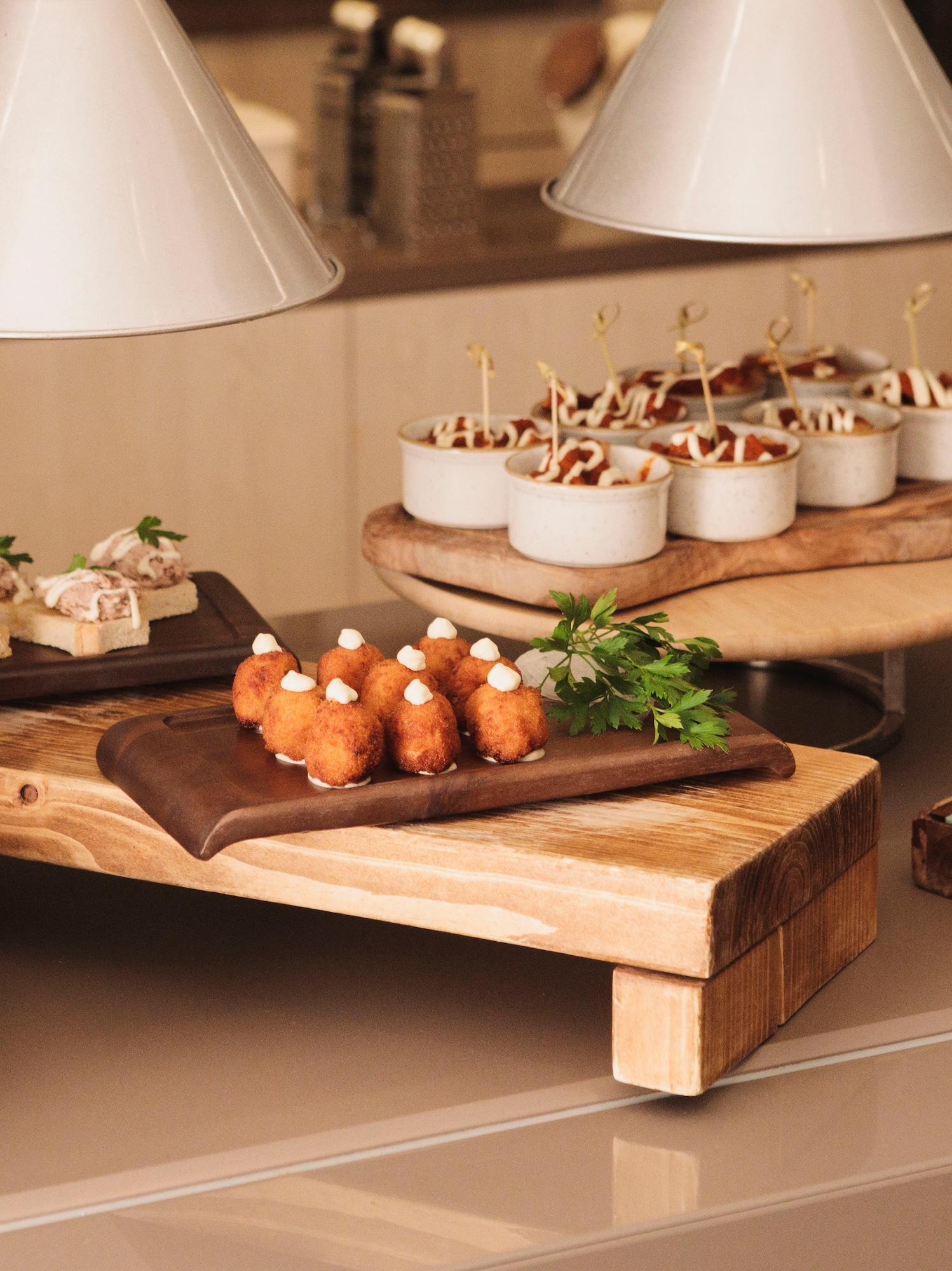 a table with different food on it