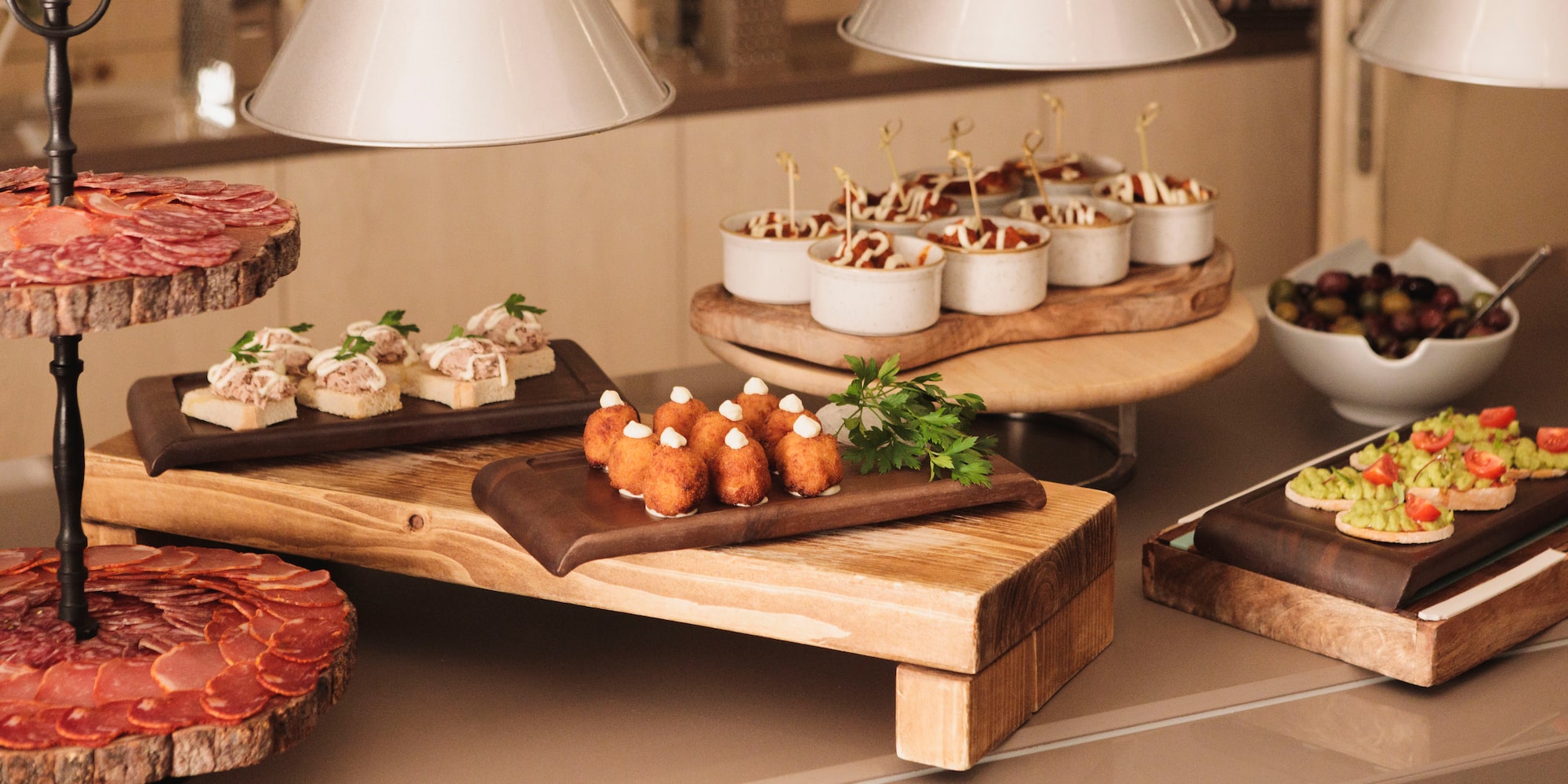 a table with different food on it