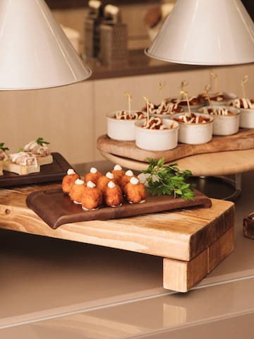 a table with different food on it