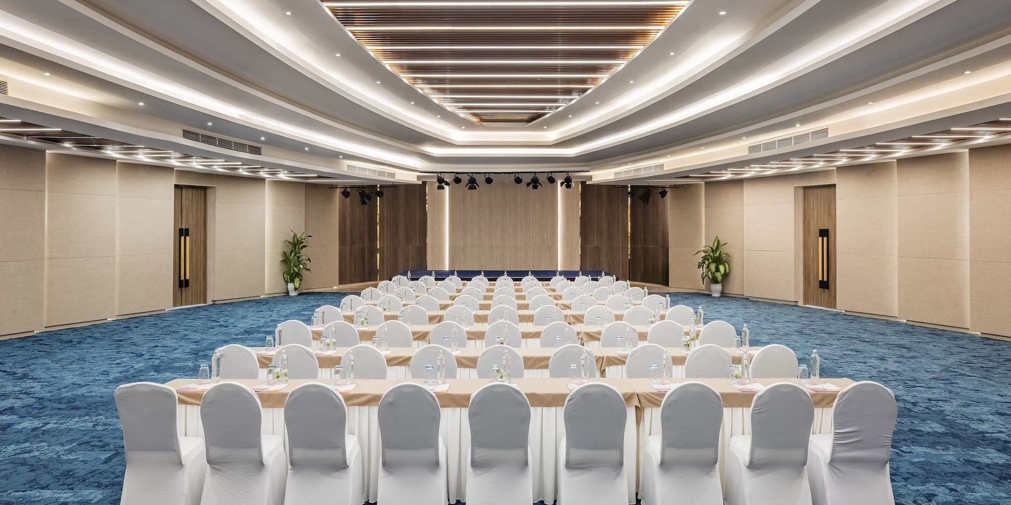 a room with tables and chairs