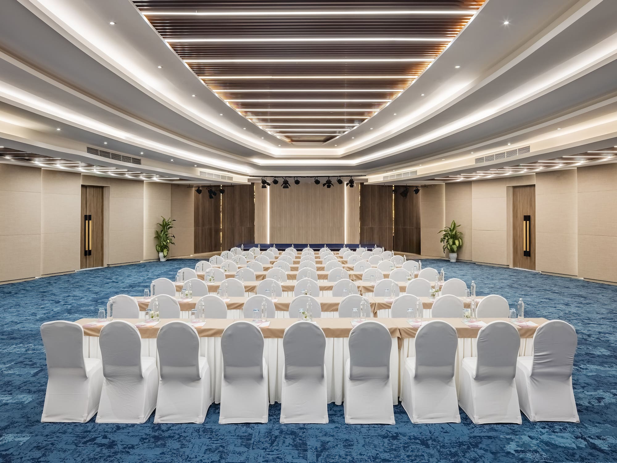 a room with tables and chairs