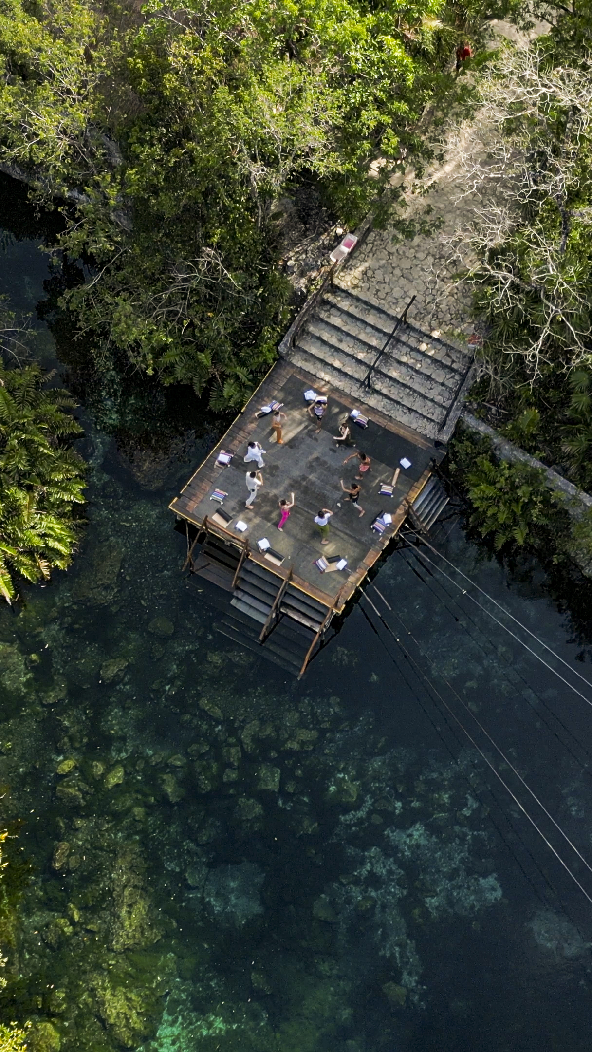 a group of people on a platform
