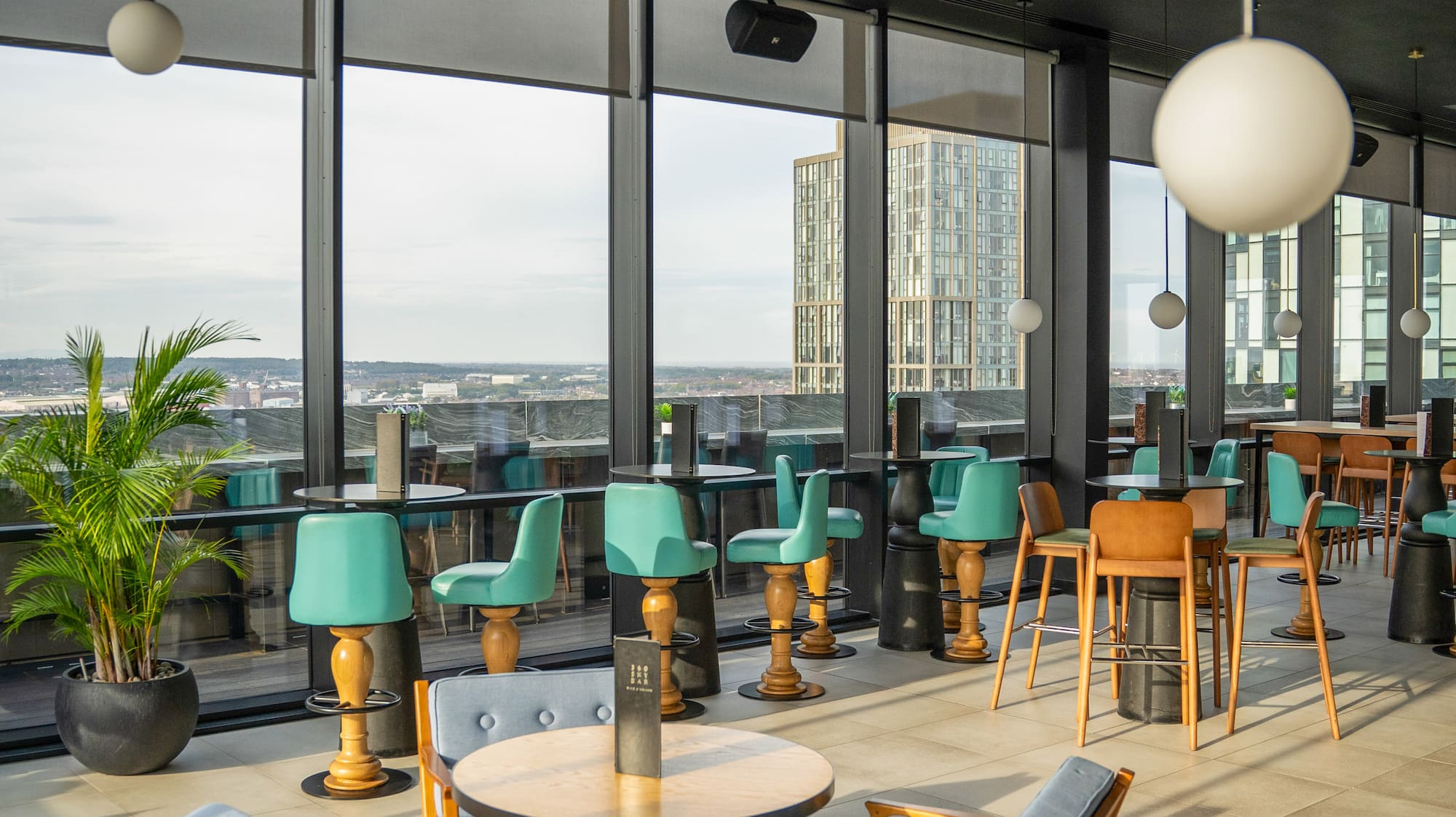 a room with tables and chairs