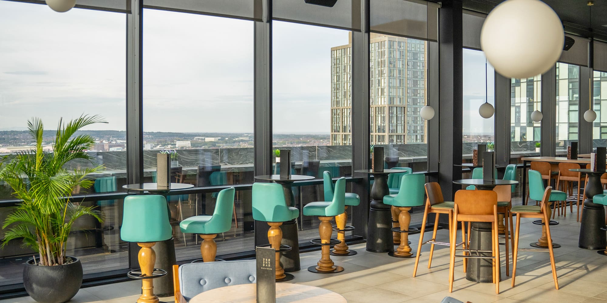 a room with tables and chairs