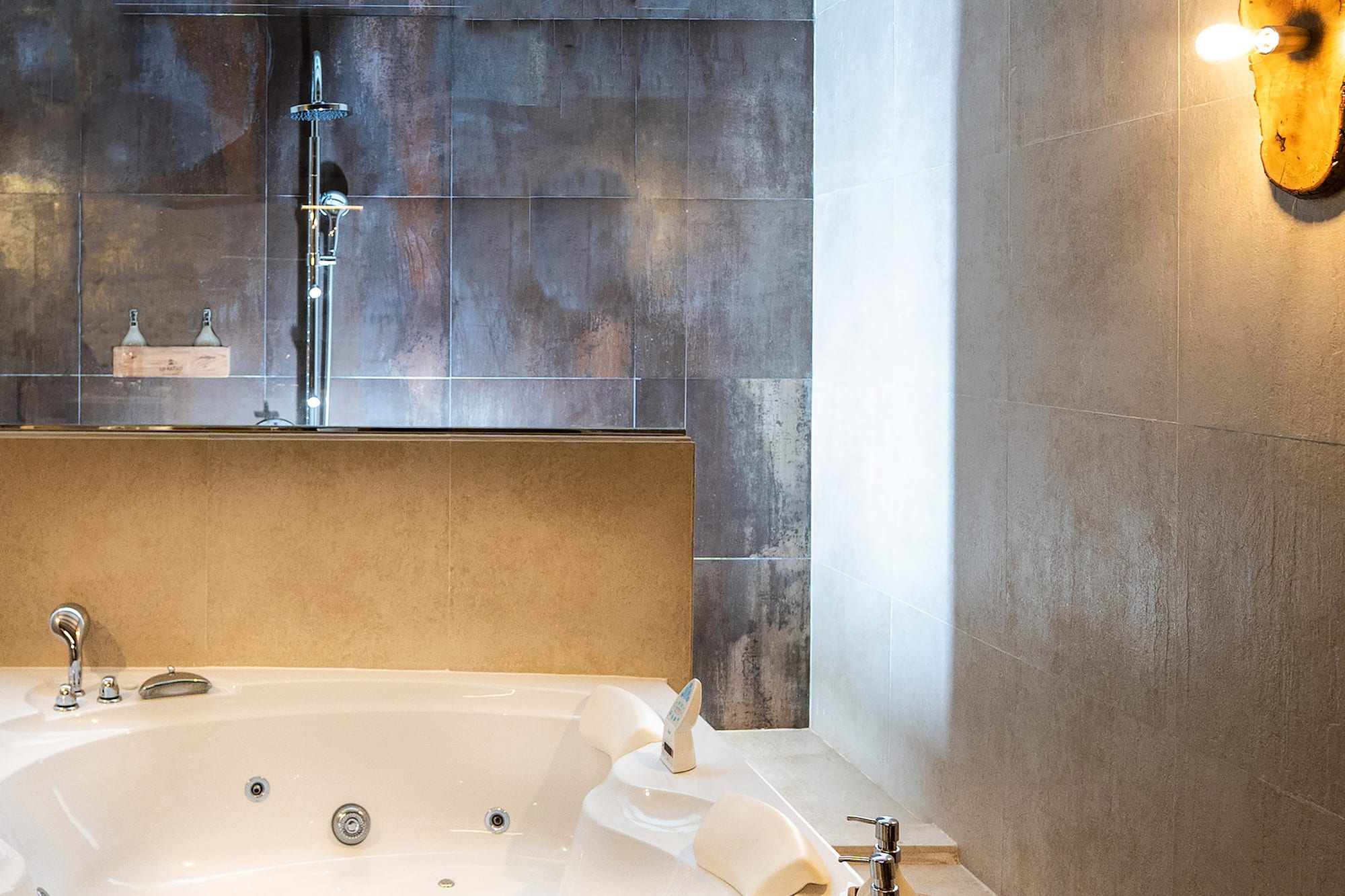 a bathtub in a bathroom