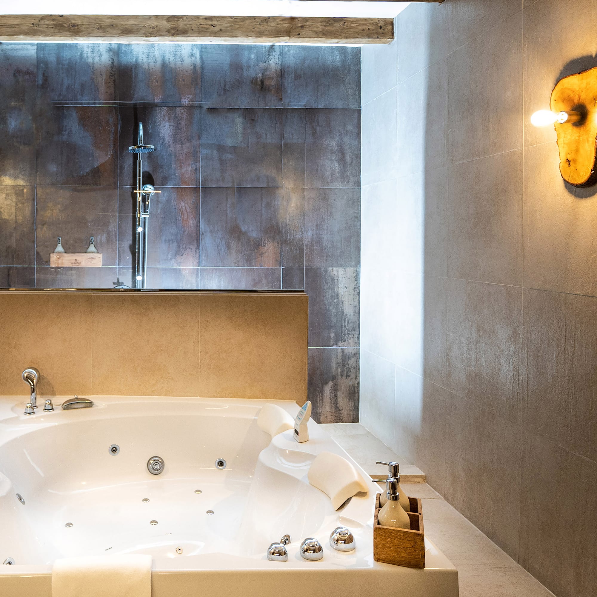 a bathtub in a bathroom