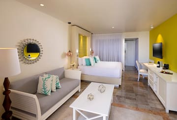 a room with a bed and a table