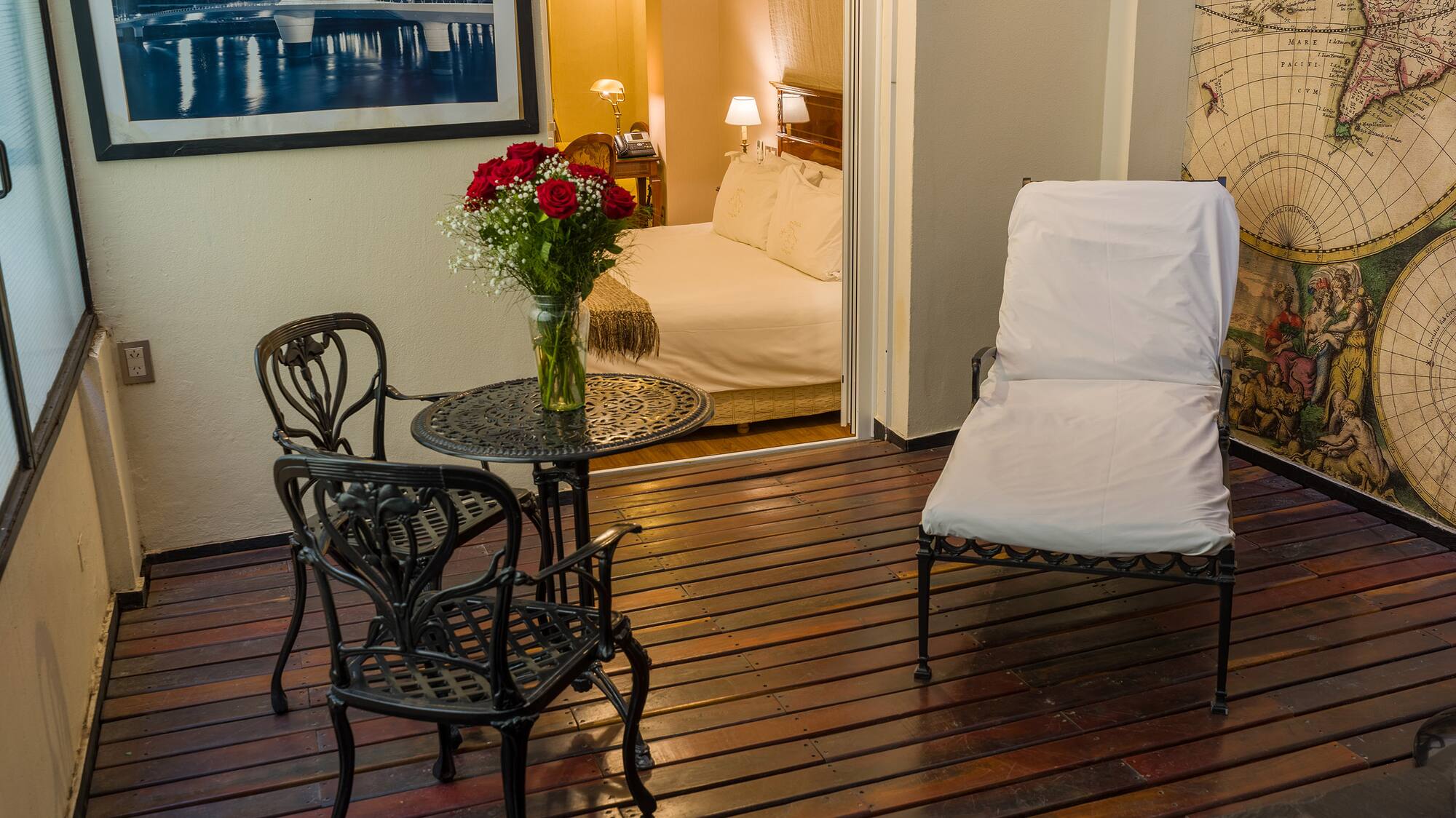 a room with a bathtub and a chair