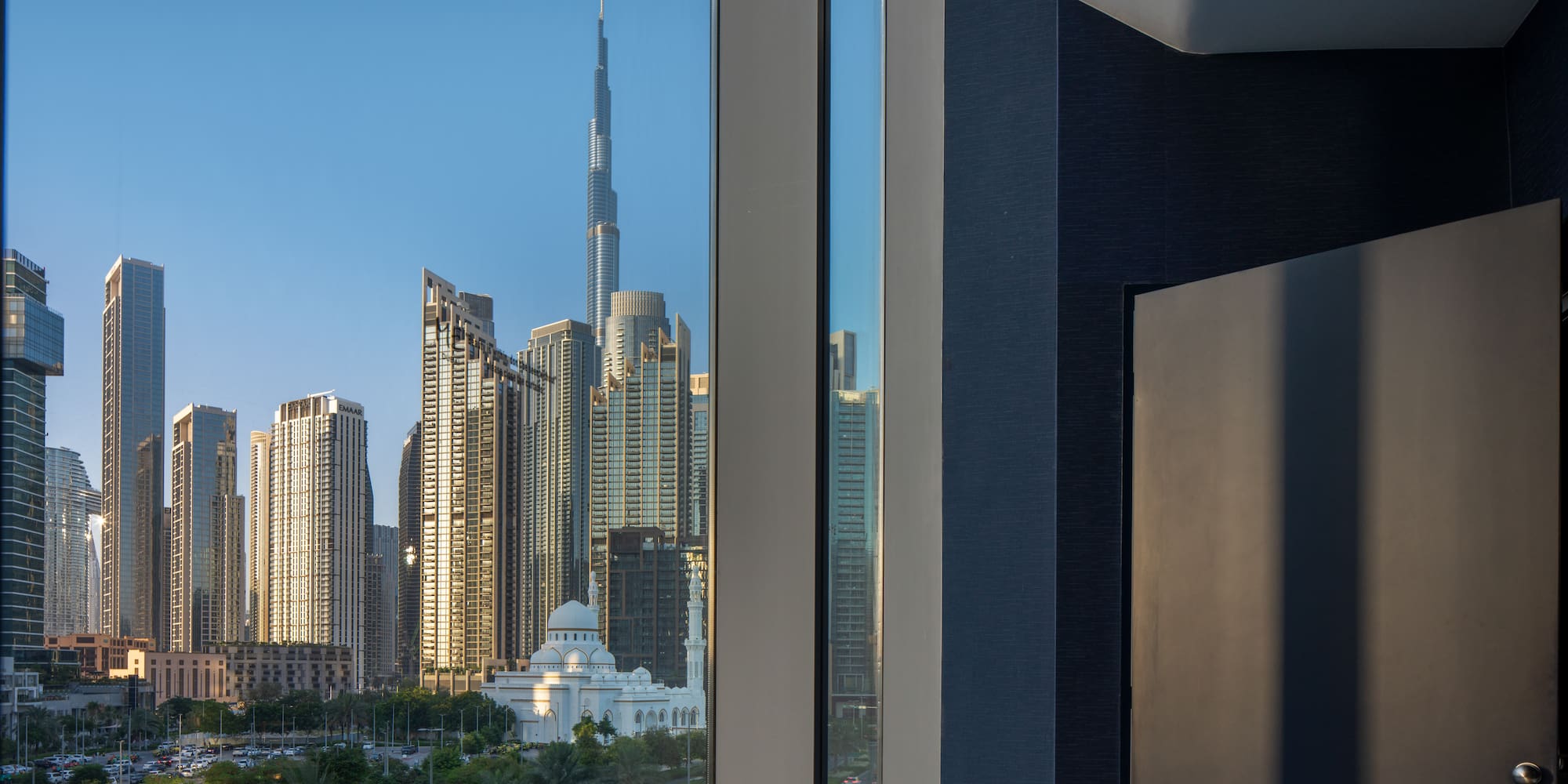 a view of a city from a window