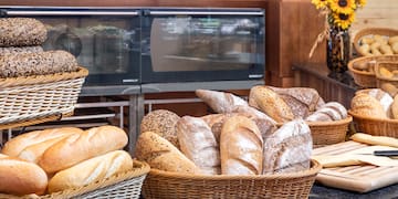 a group of baskets of bread