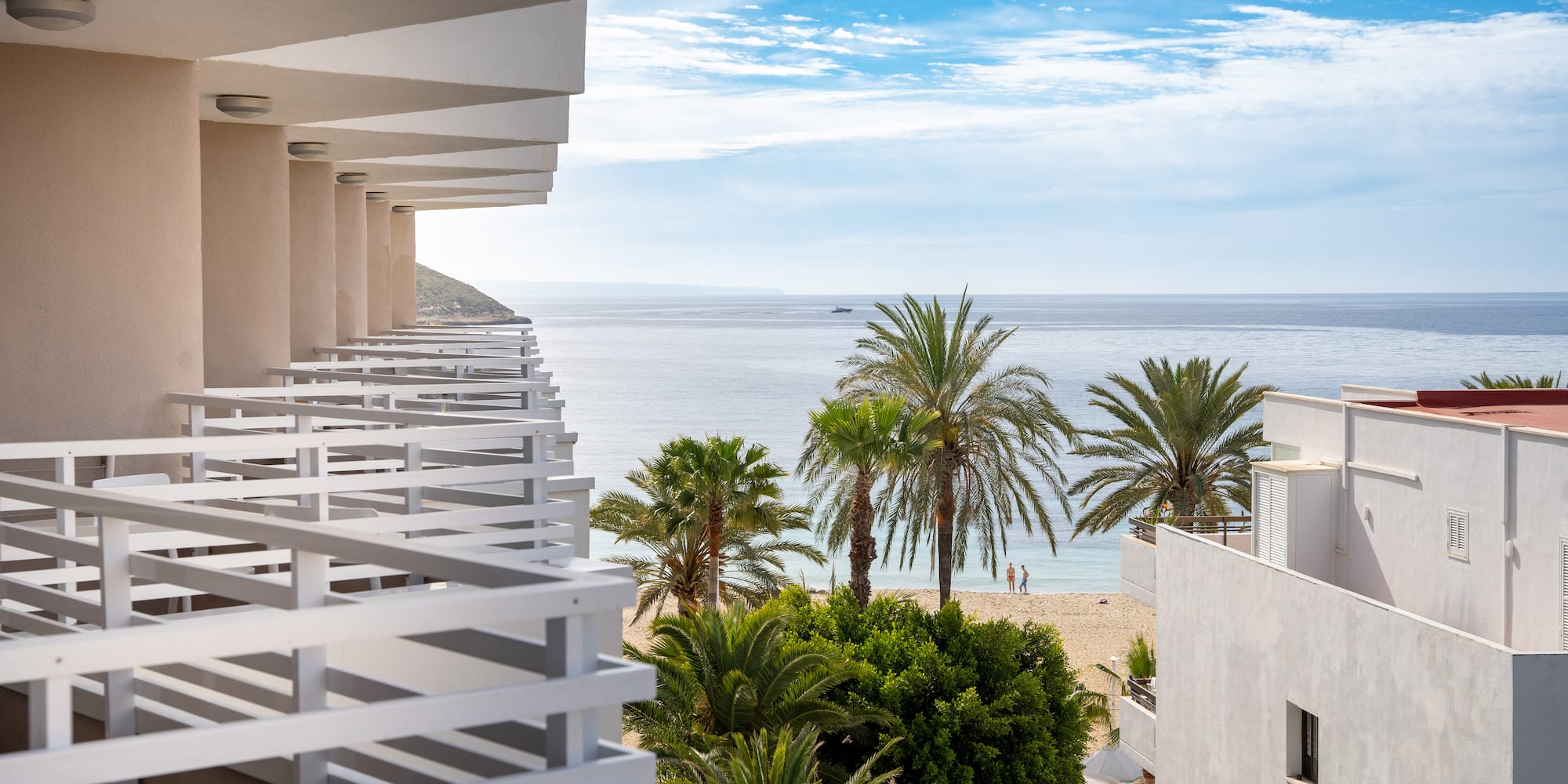 a view of a beach from a hotel