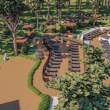 a aerial view of a resort