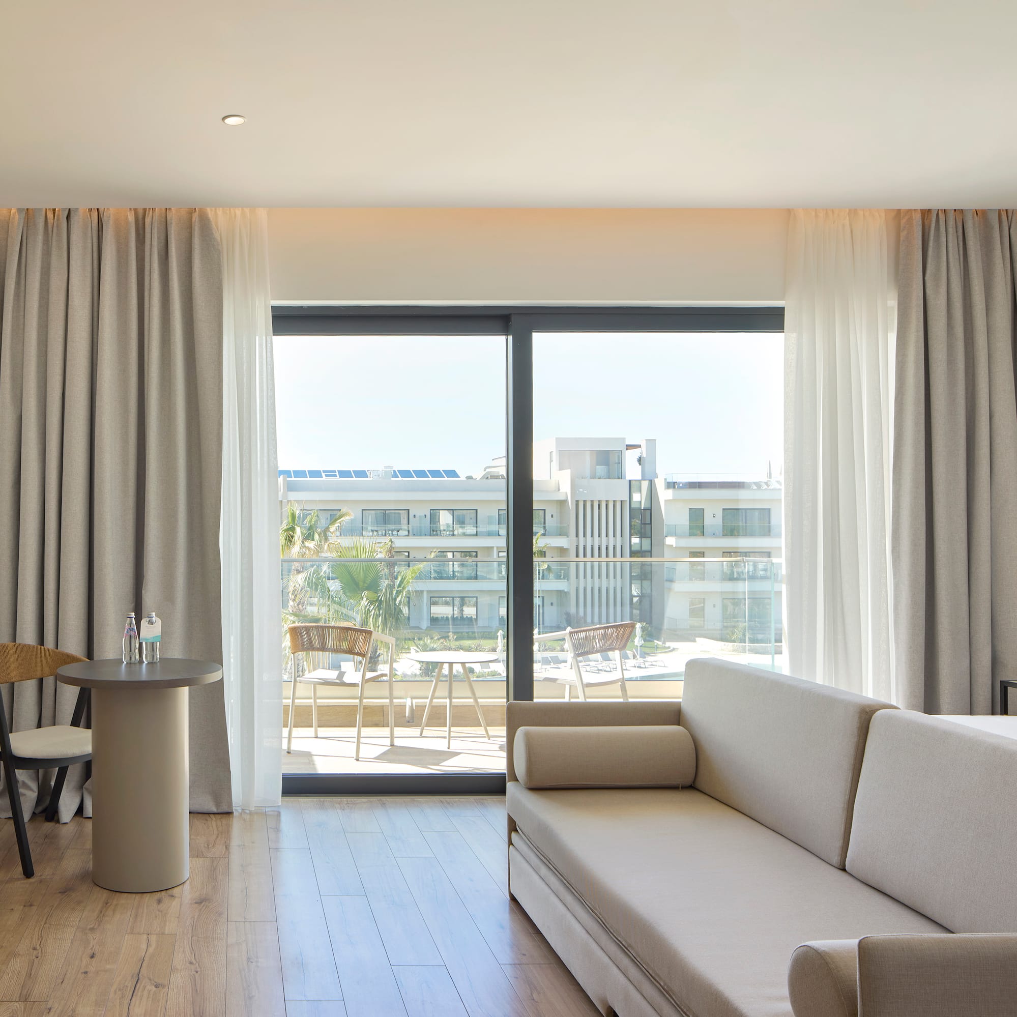 a room with a couch and a table