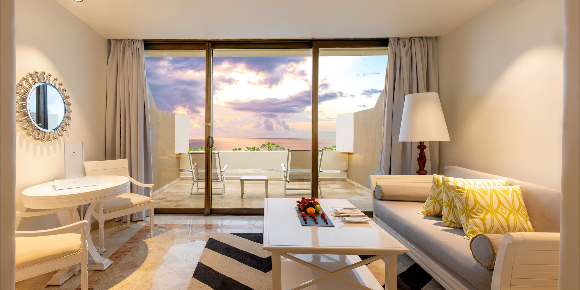 a living room with a couch and a table