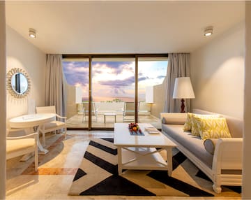 a living room with a couch and a table
