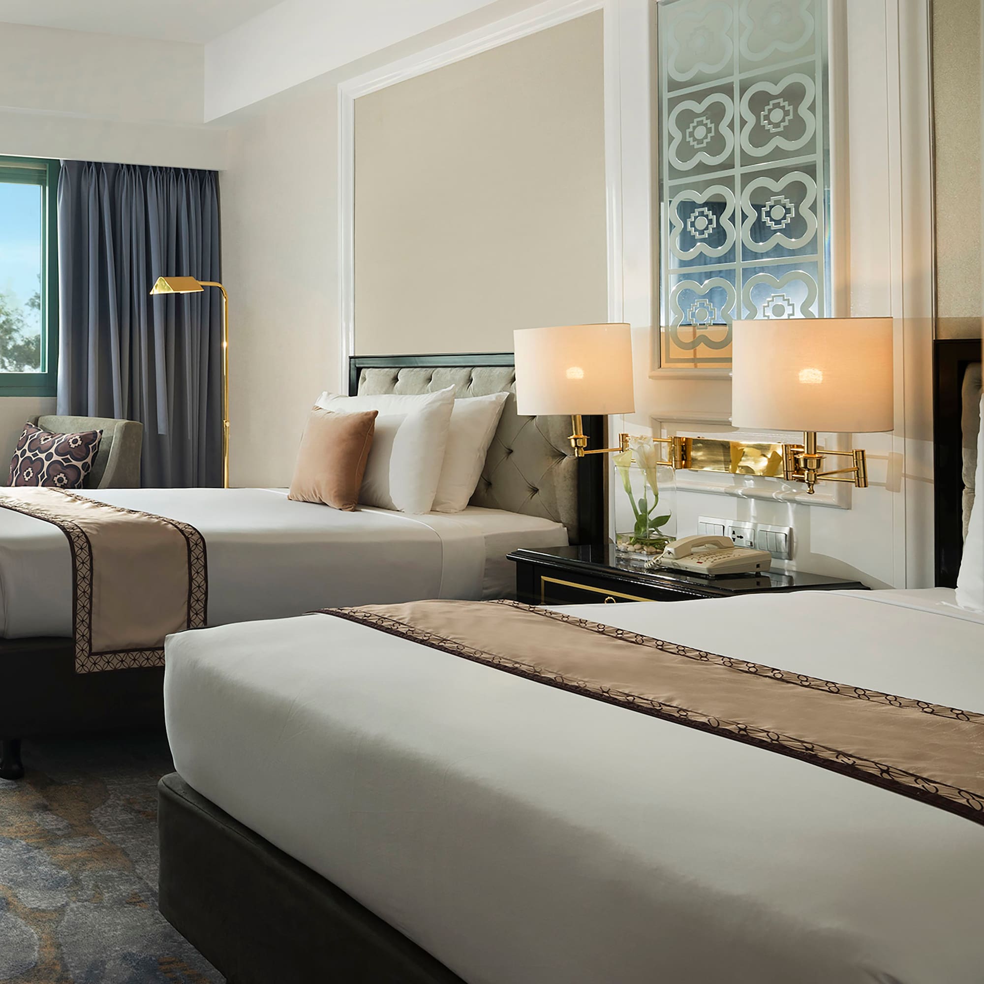 a room with two beds