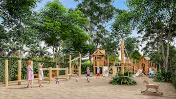 a group of kids playing in a playground