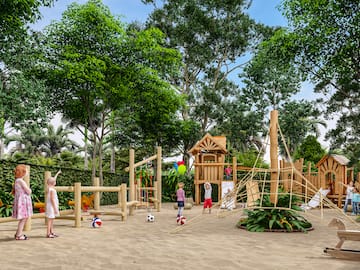 a group of kids playing in a playground