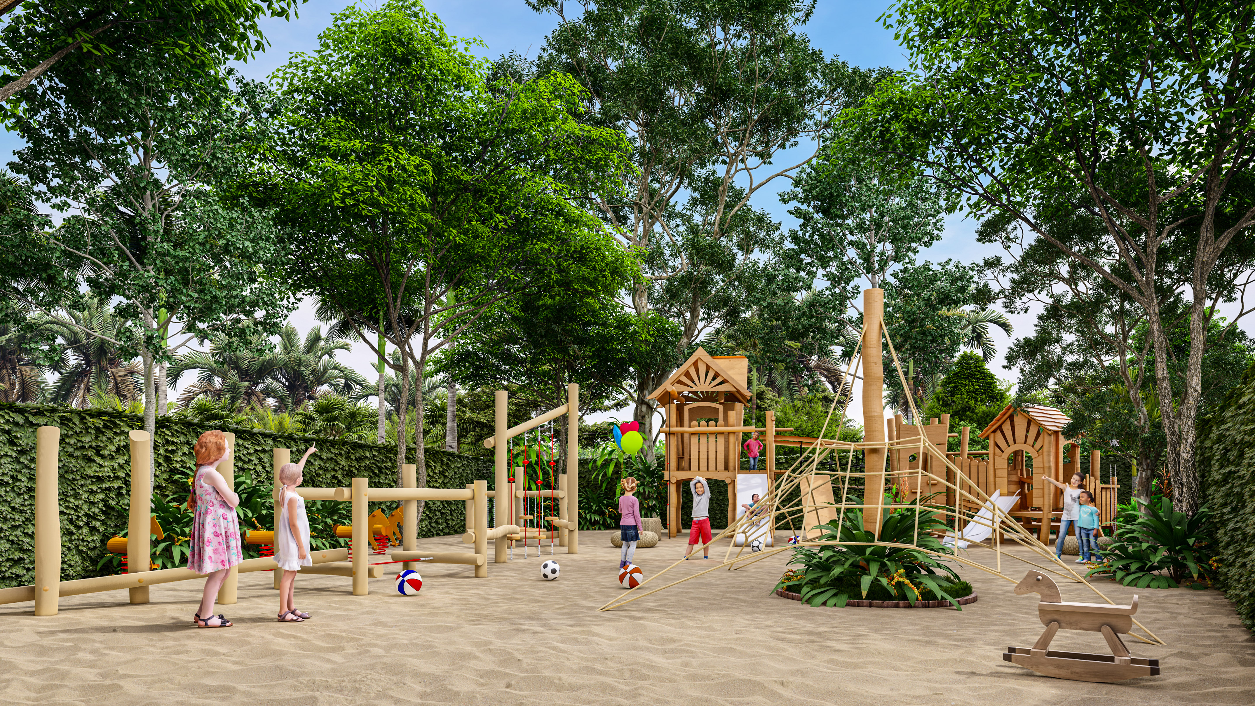 a group of kids playing in a playground