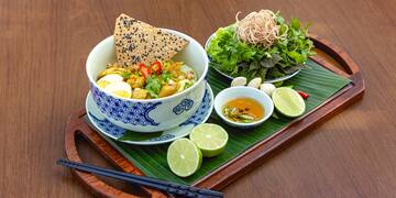 a tray with food on it