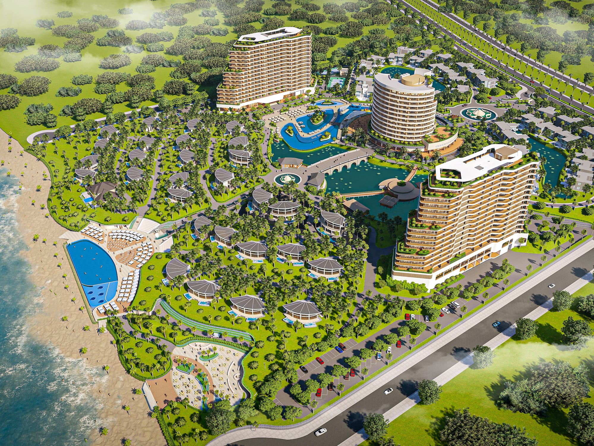 a aerial view of a resort