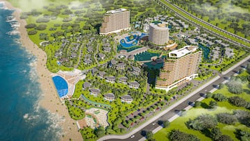 a aerial view of a resort