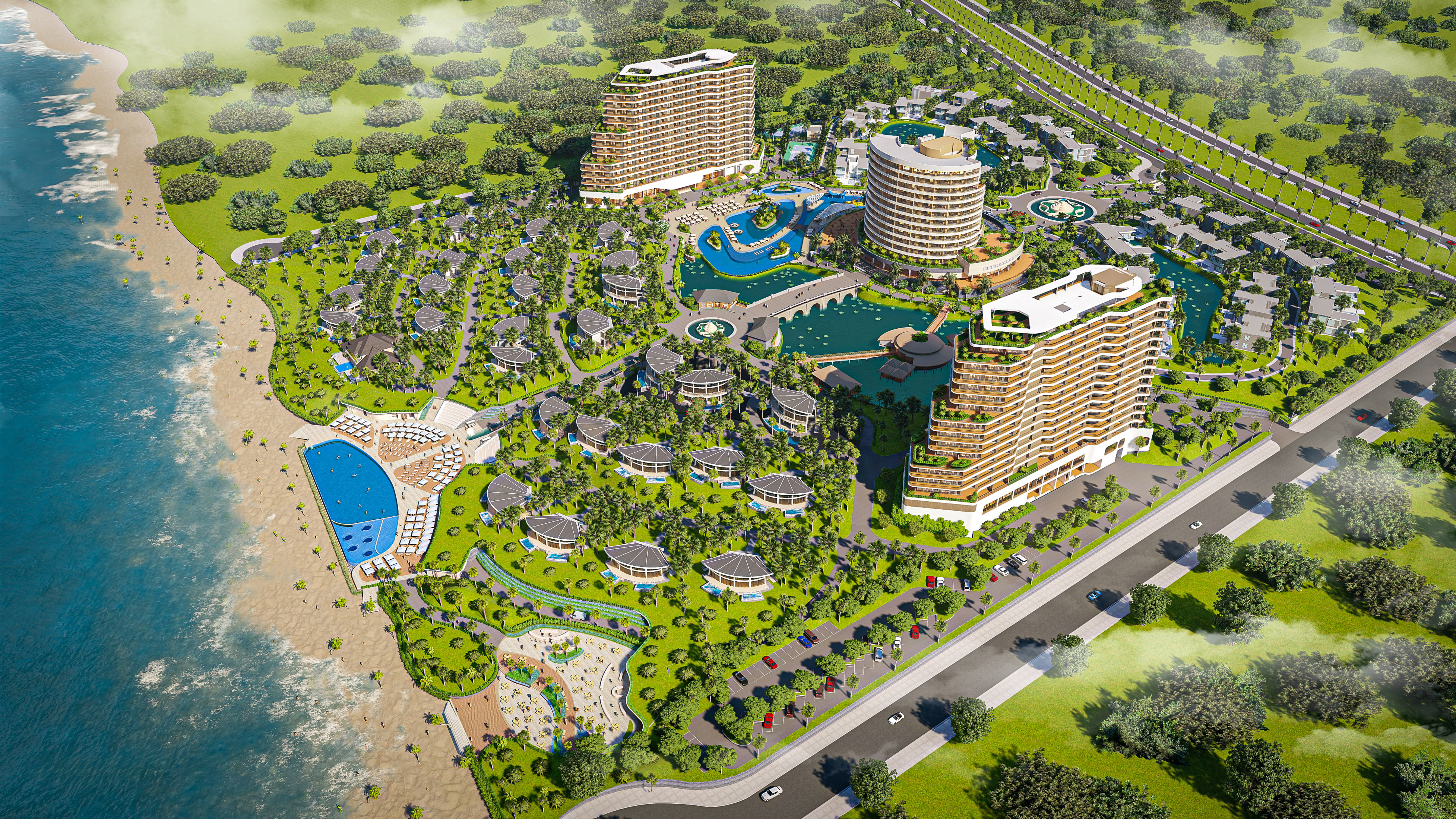 a aerial view of a resort