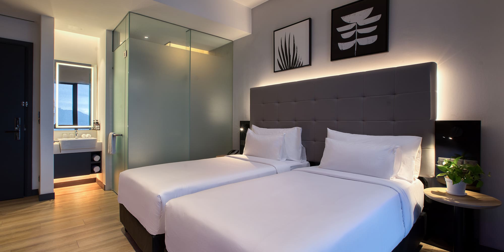 a room with two beds