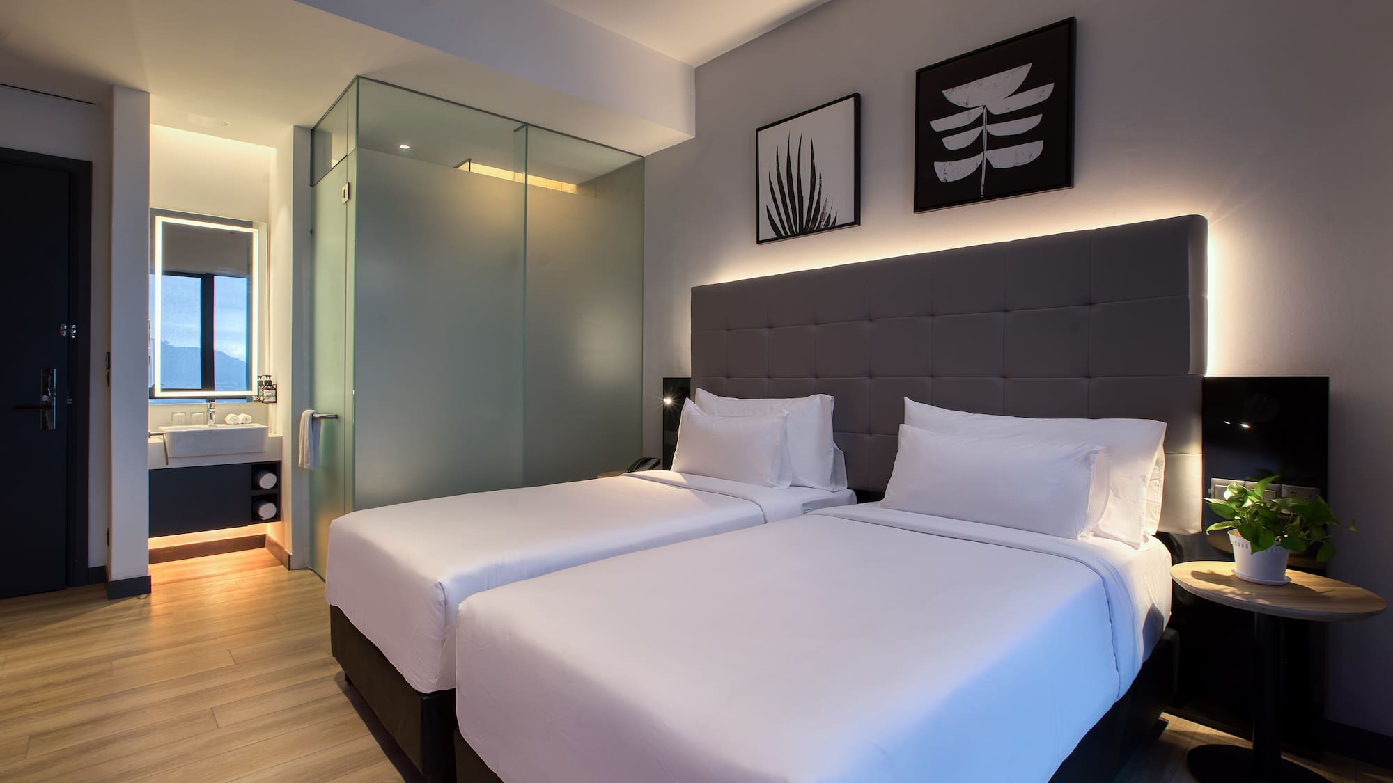 a room with two beds