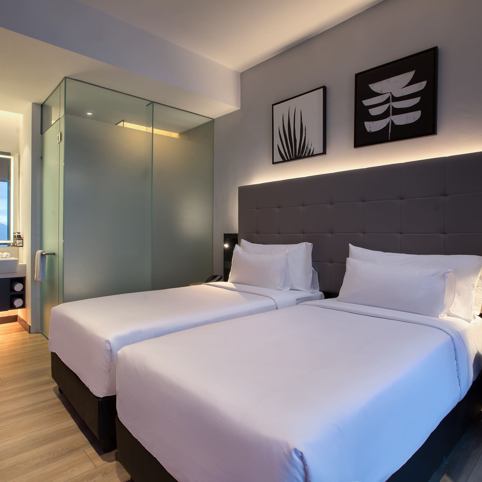 a room with two beds