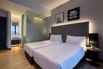 a room with two beds