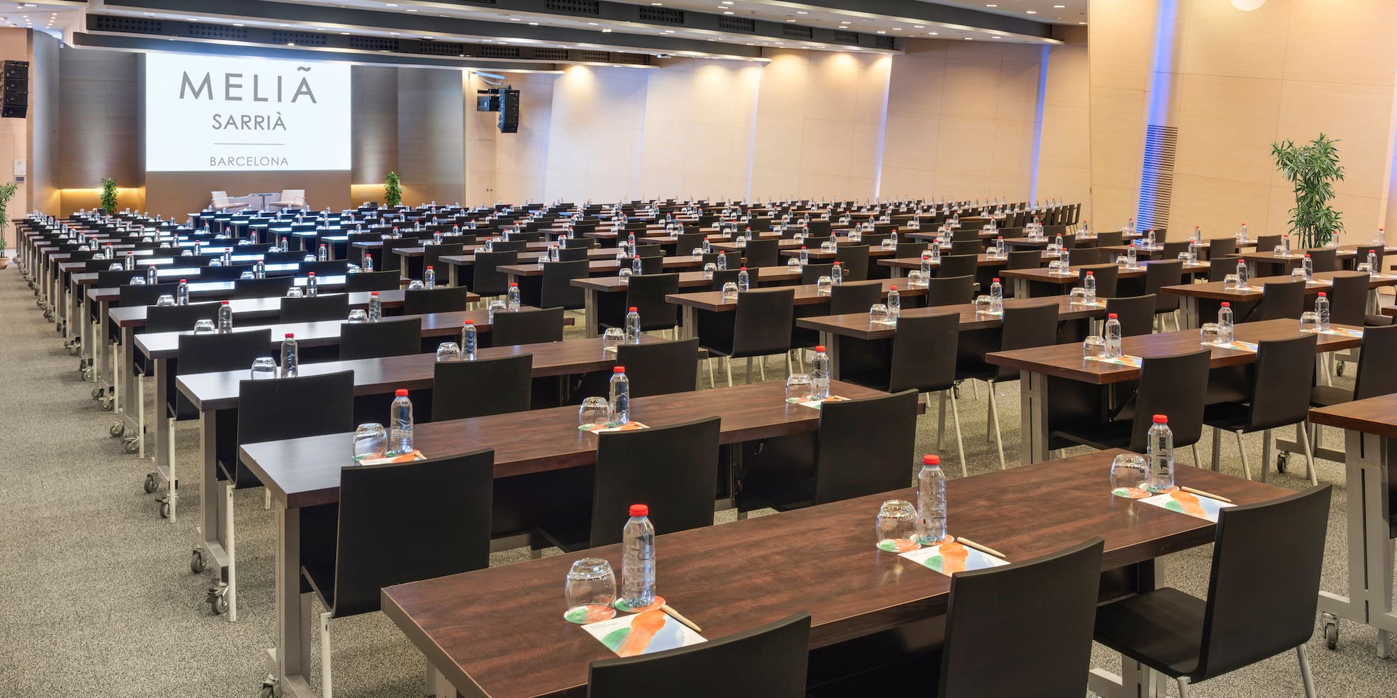 a room with tables and chairs
